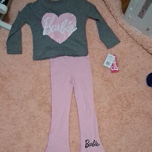 Barbie Kids Pajama Set - Charcoal and Light Pink
